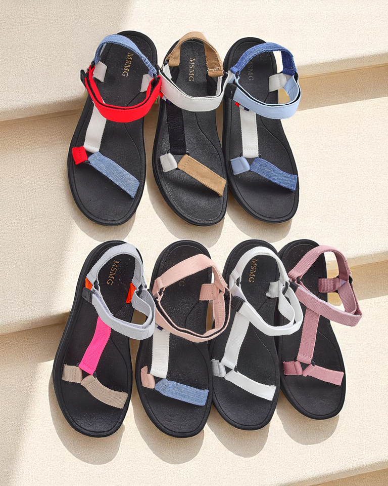 Sieviešu sarkanas auduma sandales Ojo- Footwear