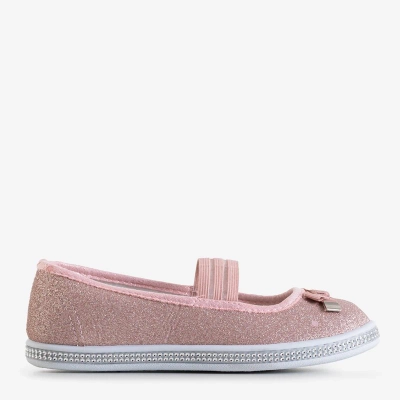 OUTLET Children's pink brocade ballerinas with a bow Trylina - Shoes