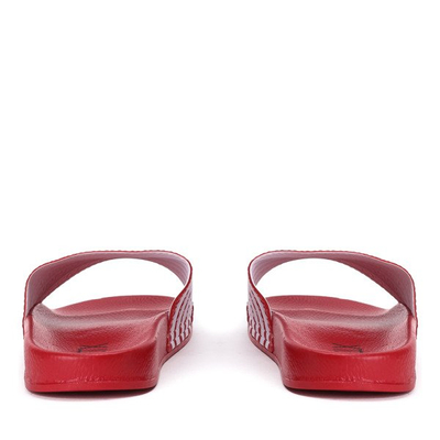 Czerwono - białe klapki w paski Seganea - Obuwie