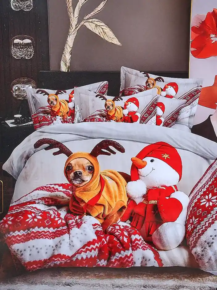 Royalfashion Ziemassvētku gultas veļas komplekts 160x200 pilnīgs 3-DAĻU