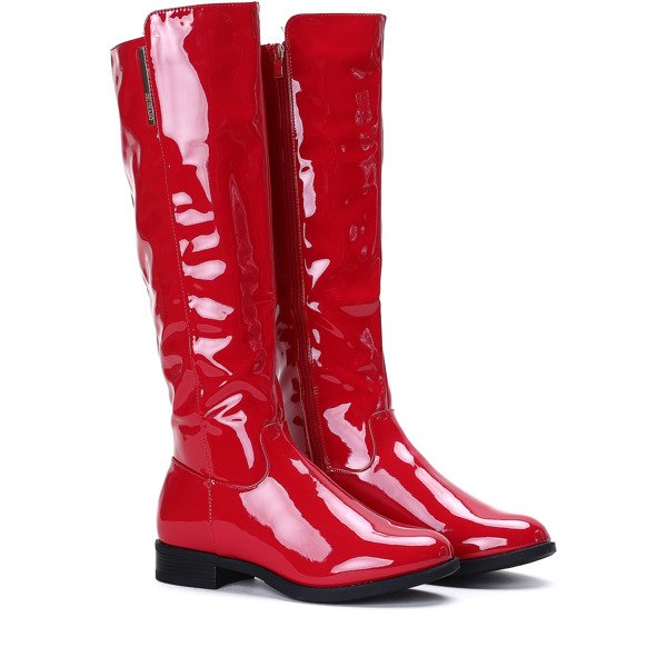 Czerwone, lakierowane kozaki Wild Thoughts- Obuwie