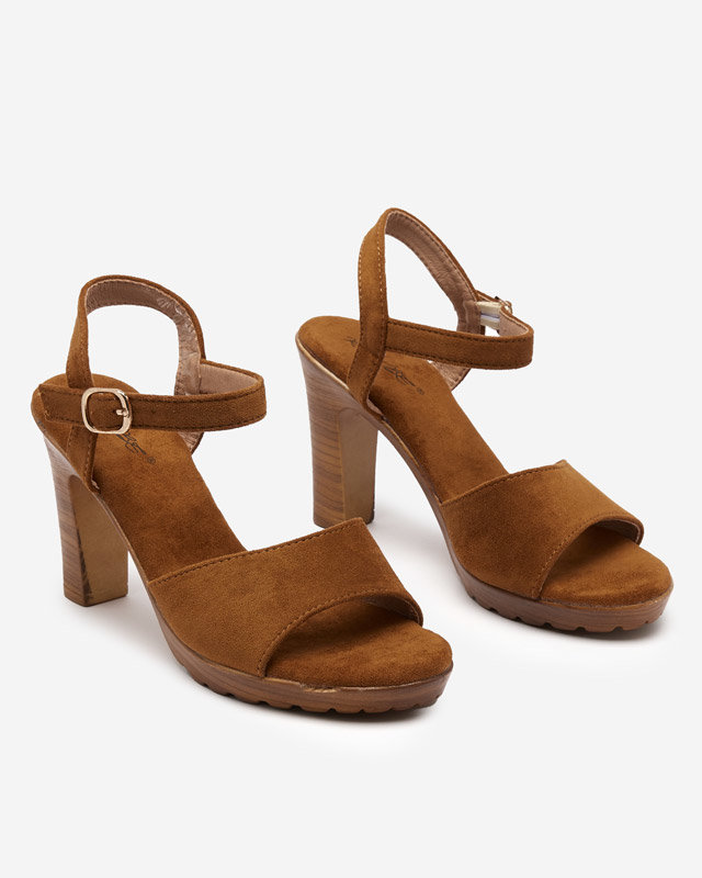 OUTLET Light brown women's sandals on the Karislo post - Footwear