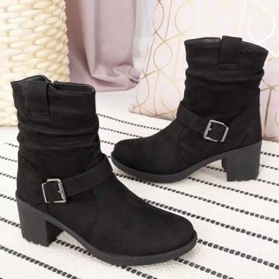 Black ankle boots on a high post Nusha - Footwear