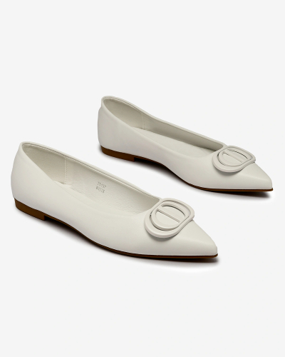 Royalfashion White women's ballerinas pointed toe with embellishment on the nose Manixy