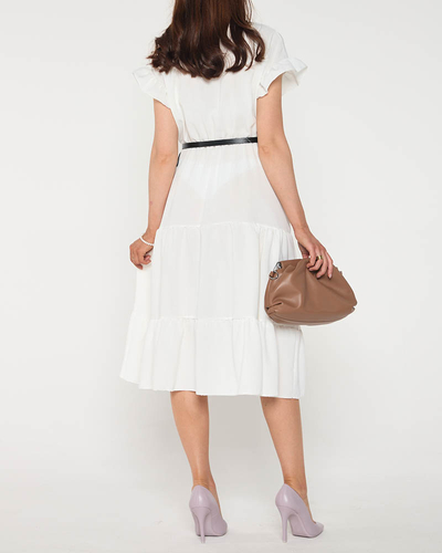 Women's white dress with frills - Clothing