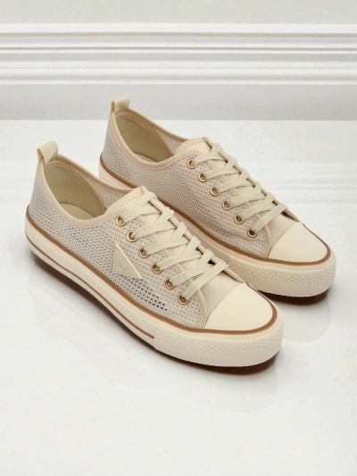 Aurelia Beige - ženske platnene tenisice na ravnom potplatu 3 cm
