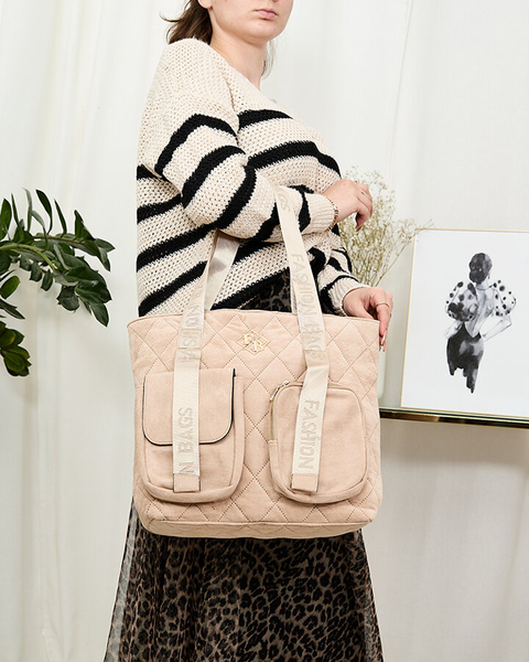 Royalfashion Liela dūnota sieviešu iepirkumu somiņa bēšā krāsā