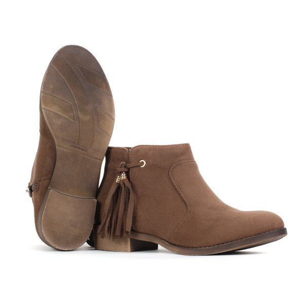 Brązowe botki zamszowe - Obuwie