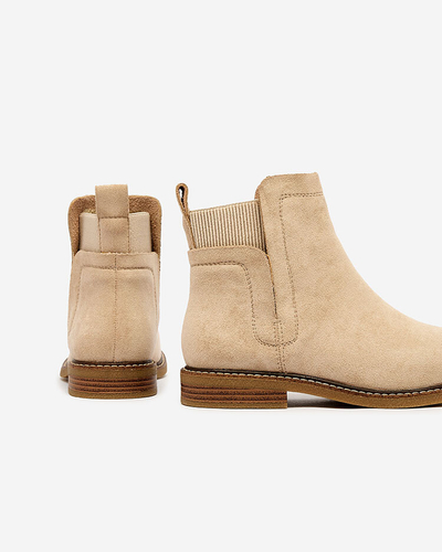 Royalfashion Beige women's eco-suede Veysi boots a'la sable heels