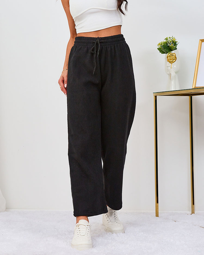 Royalfashion Warmed black corduroy women's pants