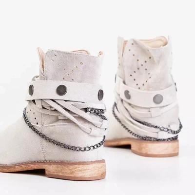 OUTLET Light gray ankle boots a'la cowboy boots on an indoor wedge Salemi - shoes