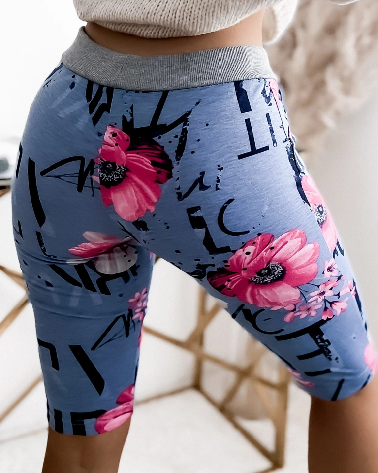 Royalfashion Сине-розовые женские шорты 3/4 с принтом PLUS SIZE