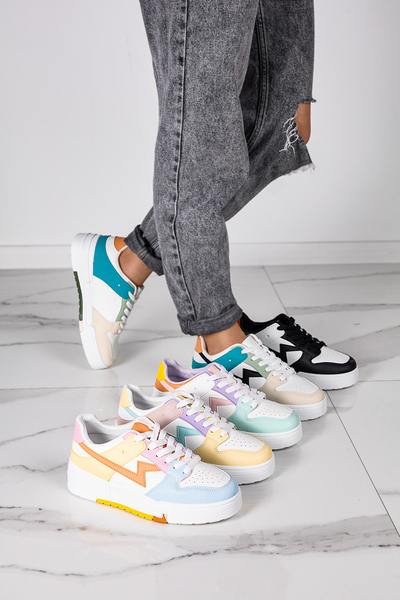 Beige and blue women's sports shoes Tremsi sneakers - Footwear