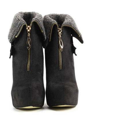 OUTLET Suede Booties Pin with sheepskin - Shoes