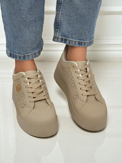 Women's platform sneakers Callista Royalfashion ecru eco-leather