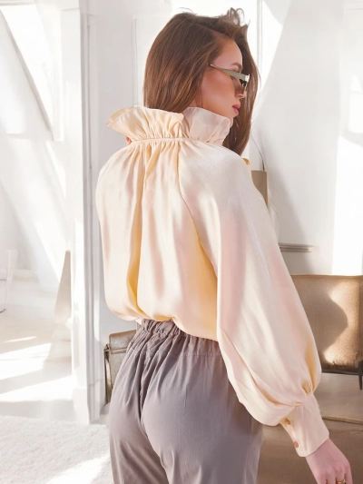 Royalfashion Сияющая женская рубашка с декоративным воротником