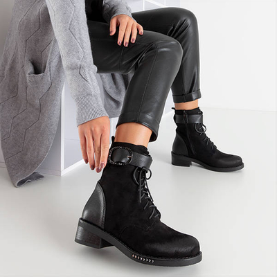 Black women's boots with a Roubaix buckle - Footwear