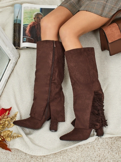 Kozaki Damskie eko zamszowe z cholewką Rimolea