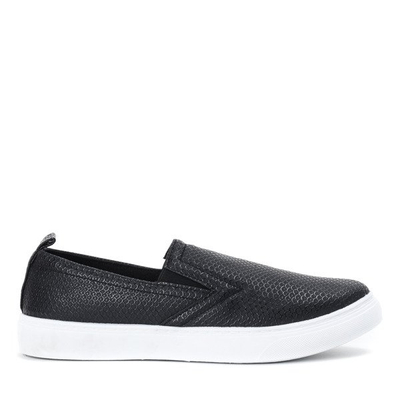 Czarne tenisówki slip on a'la skóra węża Paige - Obuwie