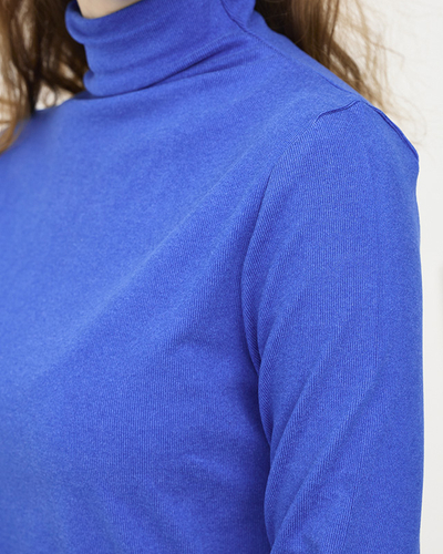 Blue women's half turtleneck sweater - Clothing