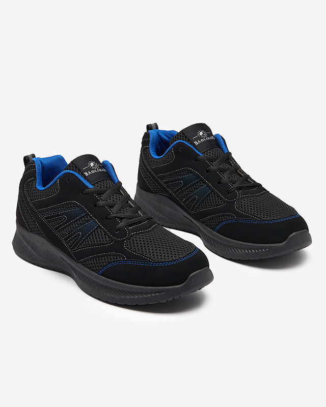 Black and blue Beniro lace-up shoes for men - Footwear