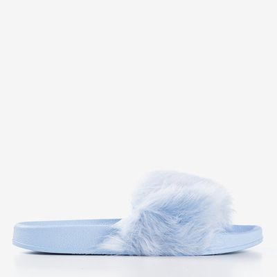 Blue slippers with fur Millie - Footwear