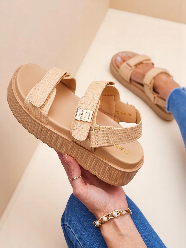 Женские сандалии на платформе Royalfashion Бежевые Lavinia – удобное лето