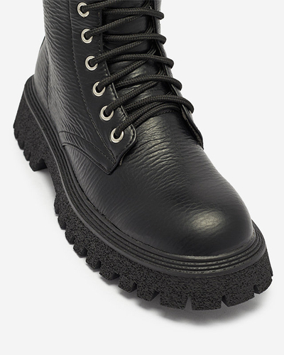 Black women's boots with gold chain Azerik - Footwear