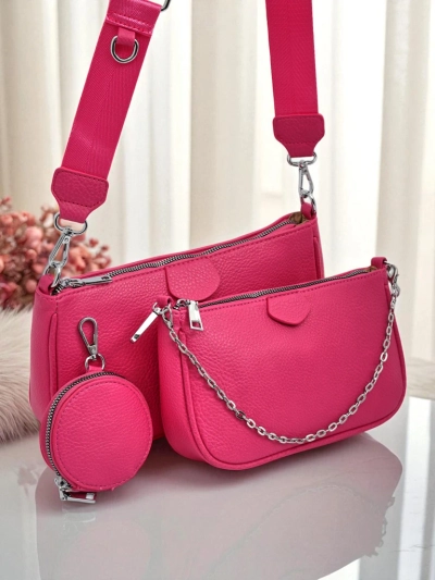 Aurelia Fuchsia Women's Leather Mini Handbag with Chain