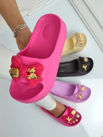 Royalfashion Women's rubber flip-flops with decorative bow Alday