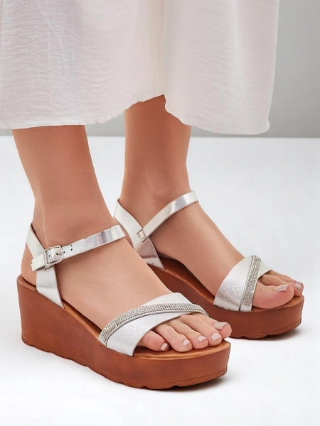 Женские wedges-сандалии Royalfashion с стразами и блестками Aurora Glow