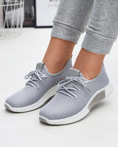 Grey women's fabric sports shoes Vobbu- Footwear