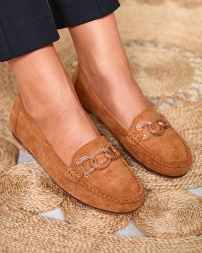 Women's moccasins in camel color with chain Lertika - Footwear