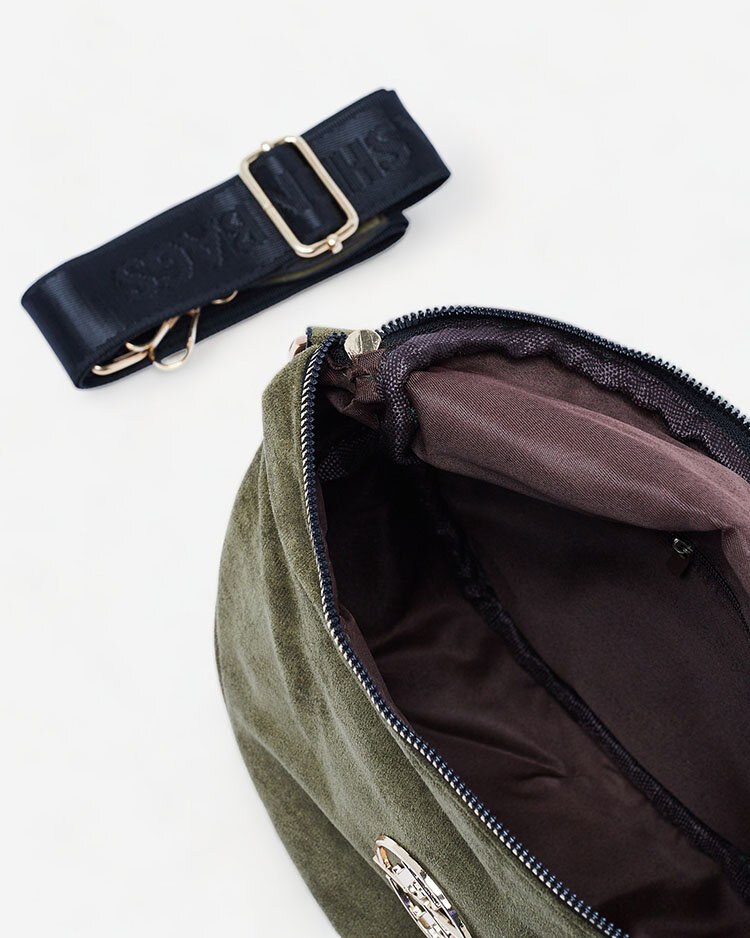 Royalfashion Zaļa, maza, sieviešu rokassomiņa no eko zamšādas