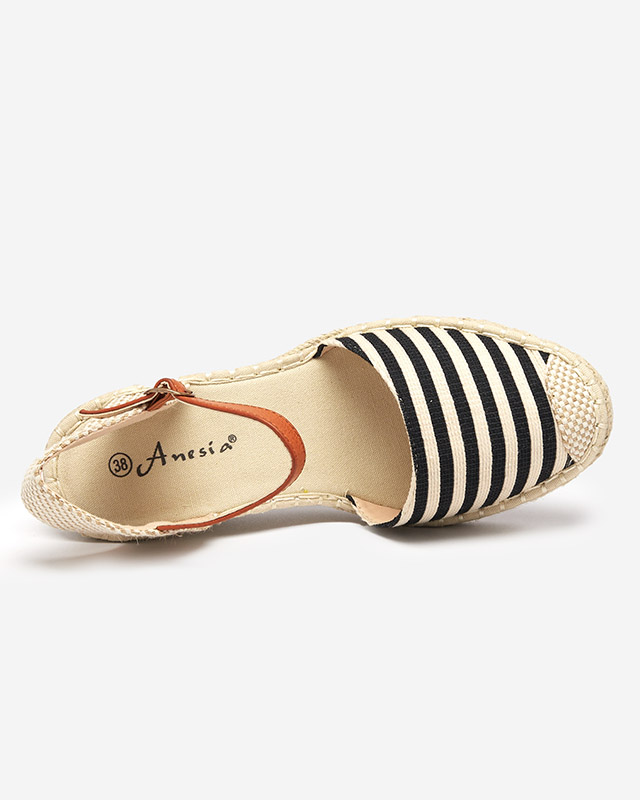 Women's black espadrilles with stripes on the Mecera wedge - shoes