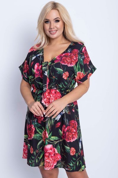 Black floral dress PLUS SIZE - Dresses 1
