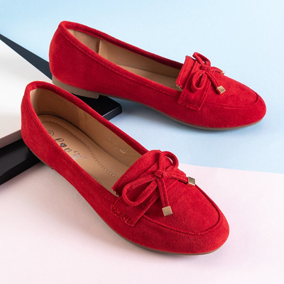 Red women's moccasins with a bow Gasioa - Shoes