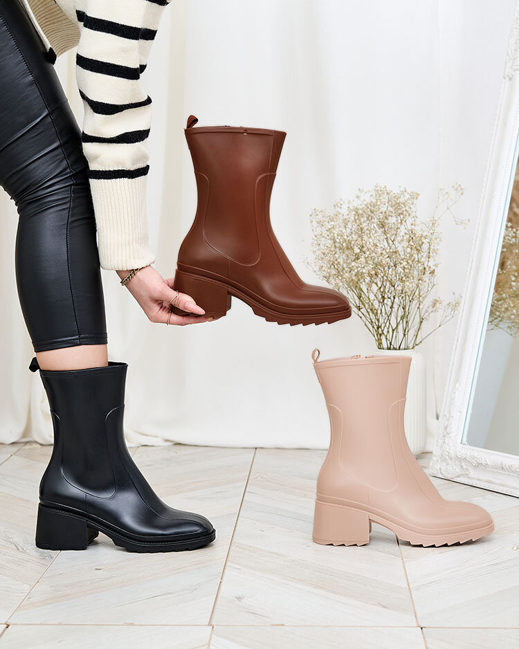 Royalfashion Black matte women's wellingtons a'la boots Tentiris