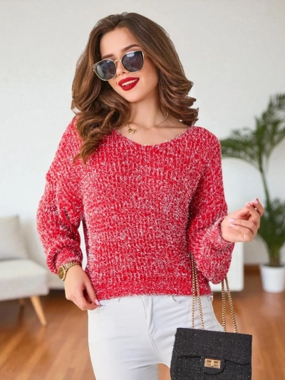 Royalfashion sieviešu džemperis ar spīdīgu diegu