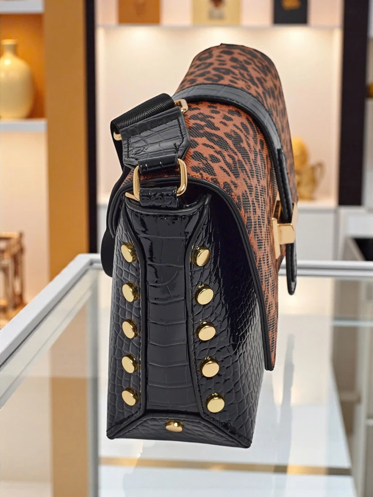 Kiiltäväpintainen pieni naisten eko nahkalaukku Panthere Mist