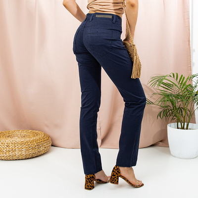 Navy blue women's straight pants - Clothing