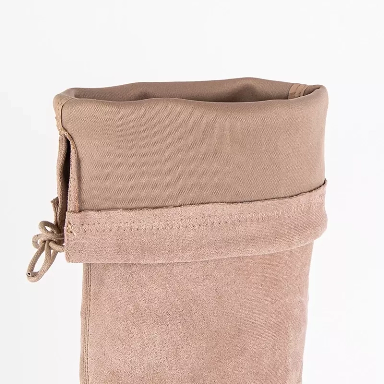 OUTLET Beige women's over-the-knee boots Lokitas - Footwear