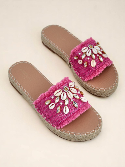 Royalfashion Callista Fuchsia women's platform flip-flops with shells