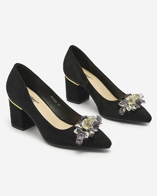 Black women's pumps with colorful crystals Xitas - Footwear