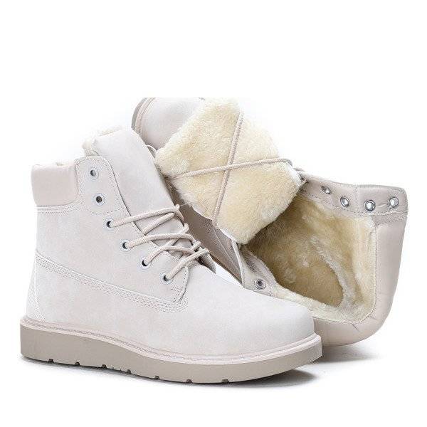 OUTLET Be Happy, beige, insulated hiking boots - Footwear