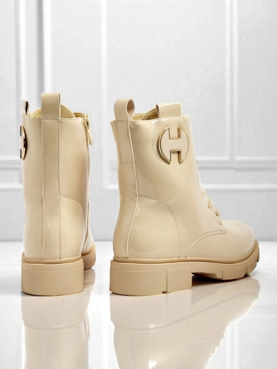 Lav Lakierowane sznurowane botki damskie Kalen