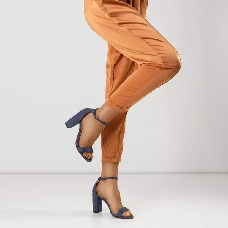 OUTLET Navy blue women's sandals on the Anniet post - Footwear