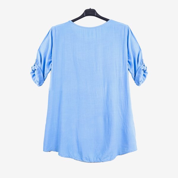 Blue women's tunic with print and inscriptions - Blouses 1