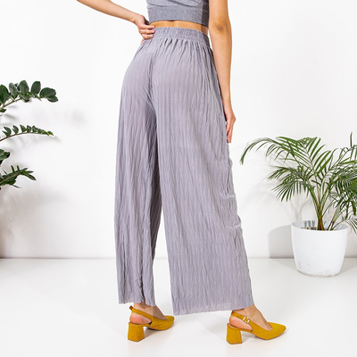 Loose gray knitted palazzo trousers - Clothing