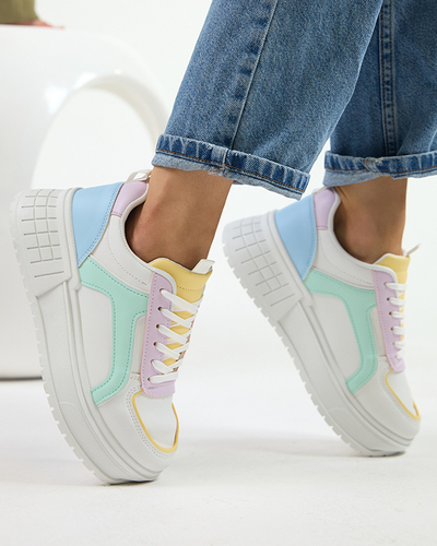 OUTLET Colorful eco-leather women's sports shoes on the Cerecha platform - Footwear